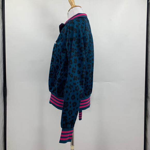 Adidas Track Jacket Women M Medium Leopard Print Full Zip Performance Pocket - Picture 3 of 15